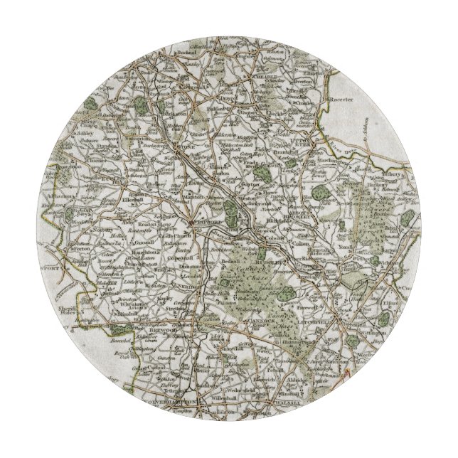 TABLA DE CORTAR MAPA DE STAFFORDSHIRE, 1793 (Anverso)