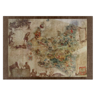 TABLA DE CORTAR MAPA DE VENTAJAS DE POLONIA C.1939