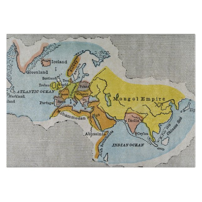 Tabla De Cortar MAPA DEL MUNDO, c1300. (Anverso)