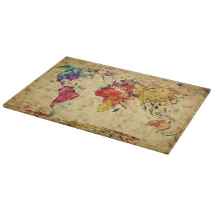 Tabla De Cortar Mapa del mundo del vintage