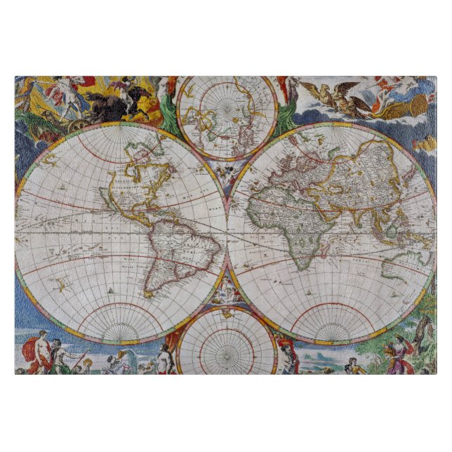 Tabla De Cortar MAPA DEL MUNDO, siglo XVII (Anverso)