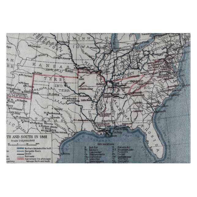 TABLA DE CORTAR MAPA: GUERRA CIVIL, 1861 (Anverso)