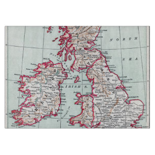Tabla De Cortar MAPA: ISLAS BRITÁNICAS, c1890
