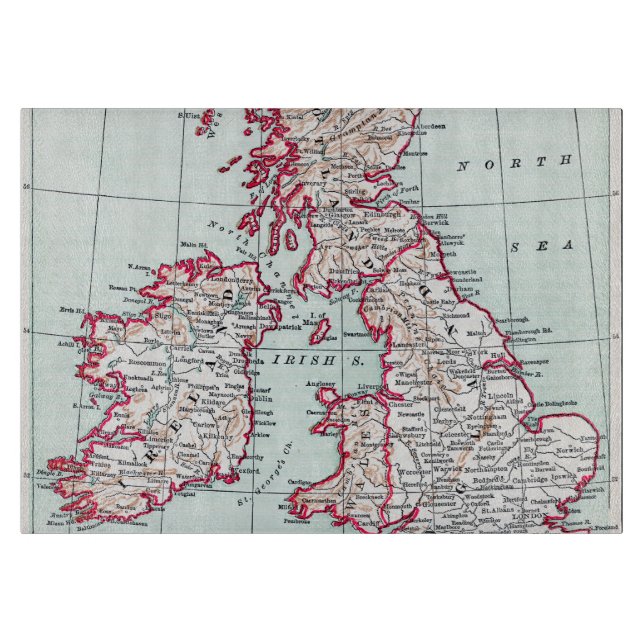 Tabla De Cortar MAPA: ISLAS BRITÁNICAS, c1890 (Anverso)