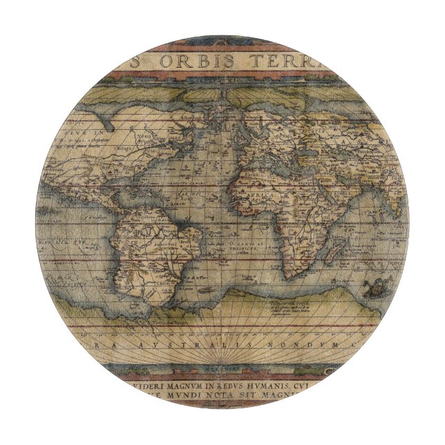 Tabla De Cortar Mapa Mundial de Ortelius 1570 (Anverso)