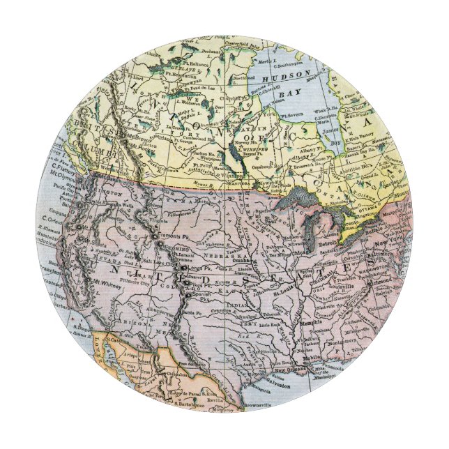 TABLA DE CORTAR MAPA: NORTEAMÉRICA, 1890 (Anverso)