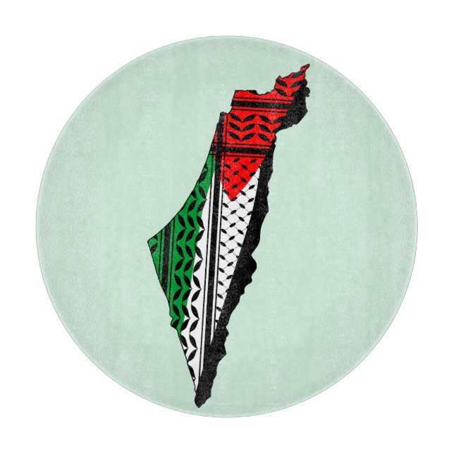 Tabla De Cortar Mapa palestino con bandera y patrón de Keffiyeg (Anverso)