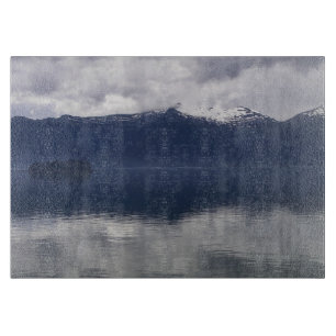 Tabla De Cortar Mar de Alaska brumoso en tonos azules