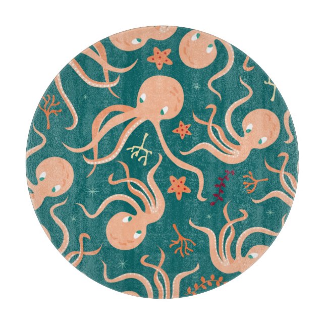 Tabla De Cortar Maravillas Subacuáticas: Baile Starfish Octopus (Anverso)
