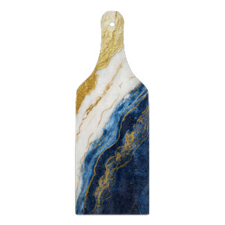 Tabla De Cortar Marble de hojas de oro y azul de la marina de lujo