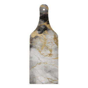 Tabla De Cortar Marble de lujo blanco, dorado y negro elegante