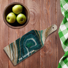 Tabla De Cortar Marble Green Gold Glitter Elegant Personalized 