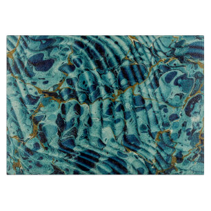 Tabla De Cortar Marcado de fondo de papel blanco azul-verde y dora