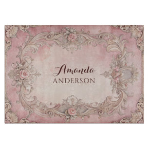 Tabla De Cortar Marco antiguo decoupage de grunge rosa