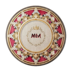 Tabla De Cortar Marco circular dorado elegante