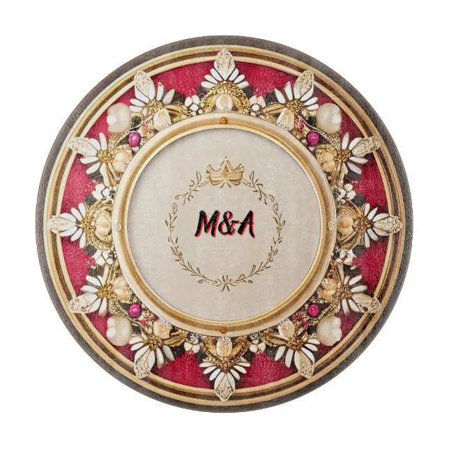 Tabla De Cortar Marco circular dorado elegante (Anverso)