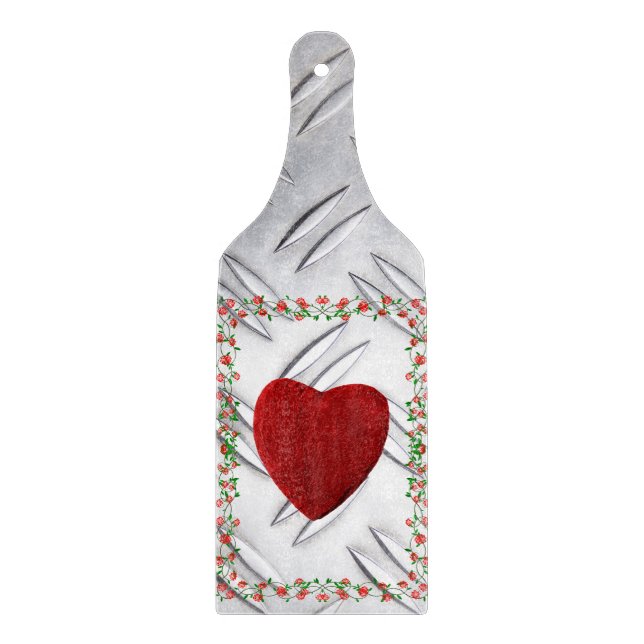 Tabla De Cortar Marco de rosa con corazón (Anverso)