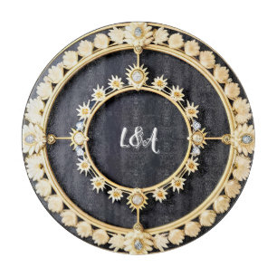 Tabla De Cortar Marco Decorativo Circular Dorado Ornate