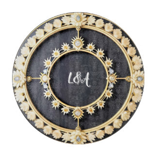 Tabla De Cortar Marco Decorativo Circular Dorado Ornate