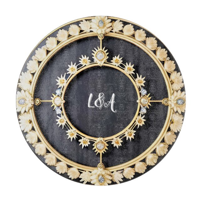 Tabla De Cortar Marco Decorativo Circular Dorado Ornate (Anverso)