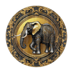 Tabla De Cortar Marco ornamental de oro elefante