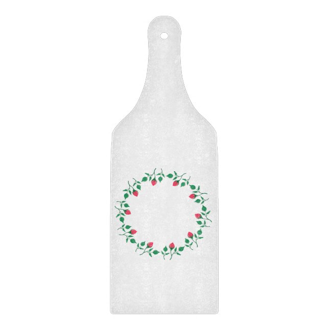 Tabla De Cortar Marco redondo floral con flores rosadas (Anverso)