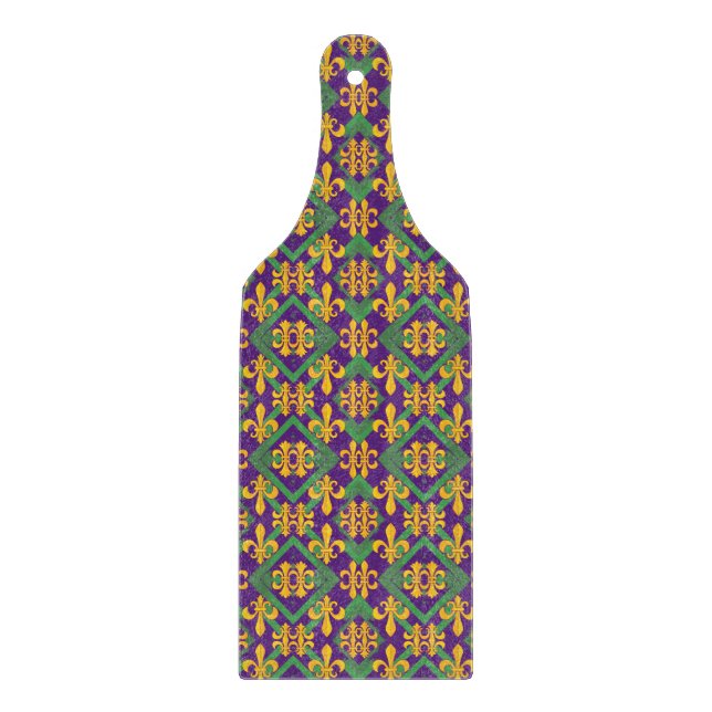 Tabla De Cortar Mardi Gras Fleur de lis (Anverso)