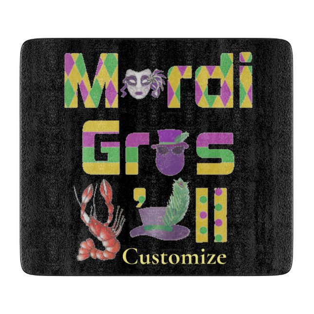 Tabla De Cortar Mardi Gras Y'all Thunder_Cove (Anverso)