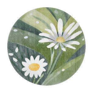 Tabla De Cortar Margaritas de Primavera   Jardín Floral Blanco Acu