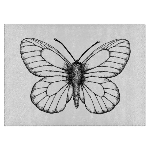 Tabla De Cortar Mariposa blanca (Anverso)
