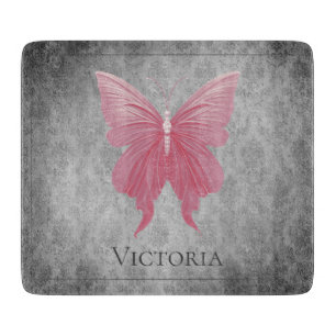 Tabla De Cortar Mariposa de guijarro rosa