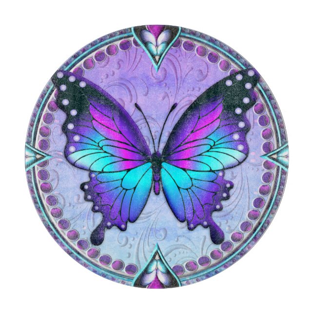 Tabla De Cortar Mariposa de sublimación con fondo (Anverso)