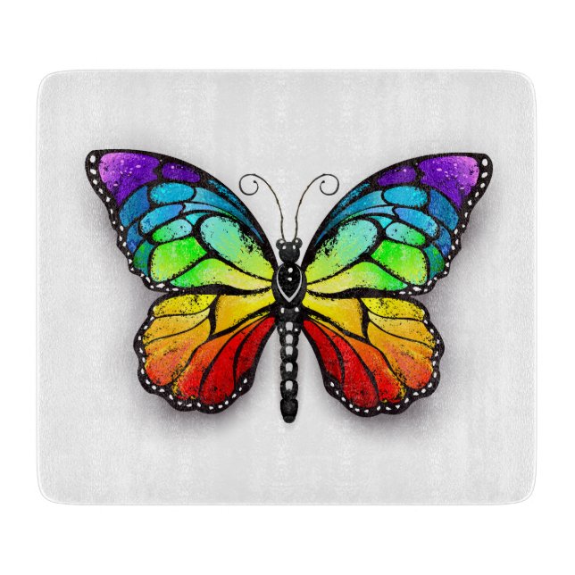 Tabla De Cortar Mariposa monarca arcoíris (Anverso)