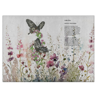 Tabla De Cortar Mariposa Rosa de Ceilán pintada a mano