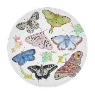 Tabla De Cortar Mariposas al vuelo en acuarela