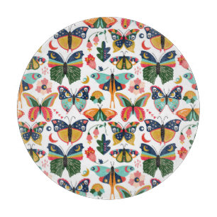 Tabla De Cortar Mariposas Boho: Patrón de papel tapiz sin costura.