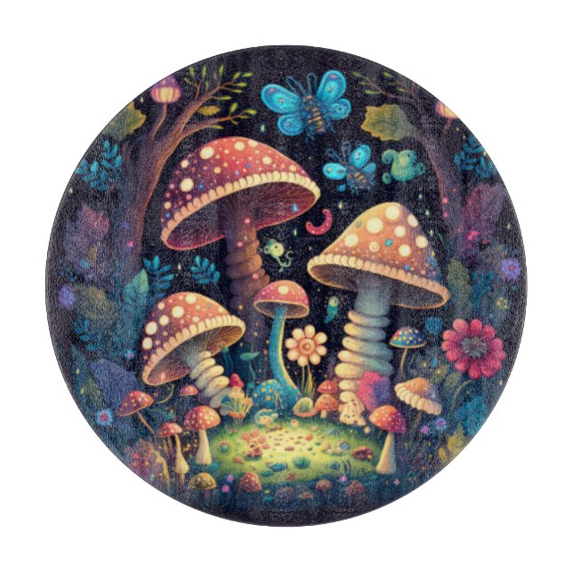 Tabla De Cortar Mariposas de hongos mágicos (Anverso)