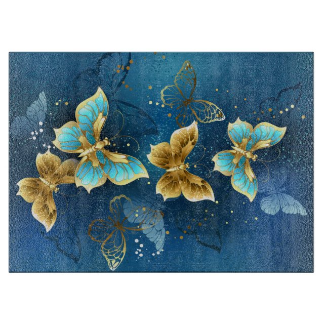 Tabla De Cortar Mariposas doradas (Anverso)