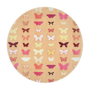 Tabla De Cortar Mariposas, naranjas, amarillas y corales