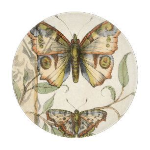 Tabla De Cortar Mariposas tándem sobre hojas verdes