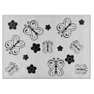 Tabla De Cortar Mariposas y puestos negros