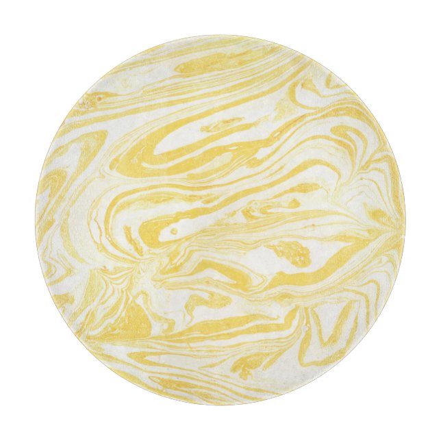Tabla De Cortar Mármol amarillo elegante: Textura de mano (Anverso)