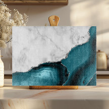 Mármol Blanco Brillo Plateado Ágata Azul Teal