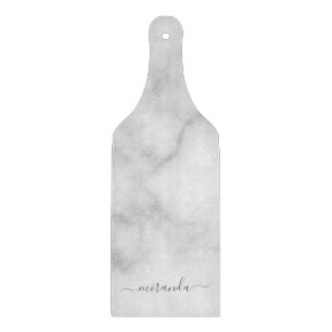 Tabla De Cortar Mármol blanco con nombre personalizado de script m