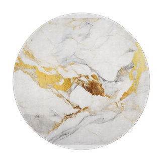 Tabla De Cortar Mármol blanco de textura gris y dorada de lujo