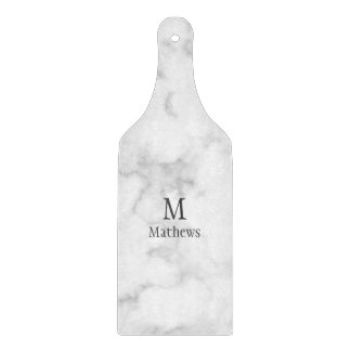 Tabla De Cortar Mármol Monograma Personalizado blanco