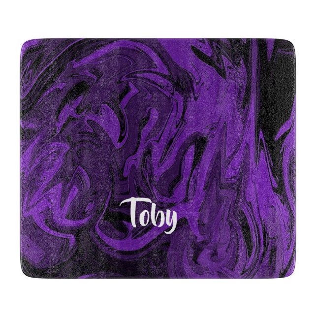 Tabla De Cortar Mármol morado y negro pulido (Anverso)