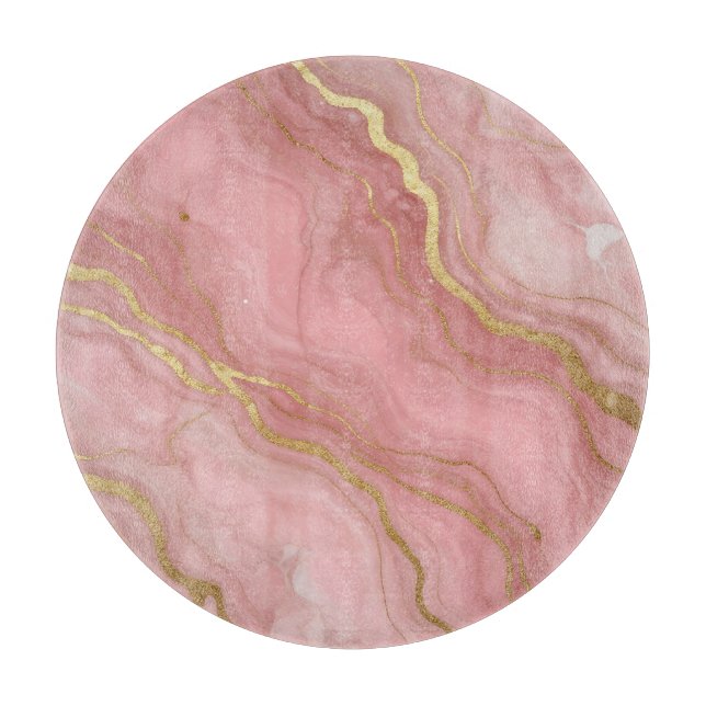 Tabla De Cortar Mármol Rosa Dorado Lujo Abstracto (Anverso)