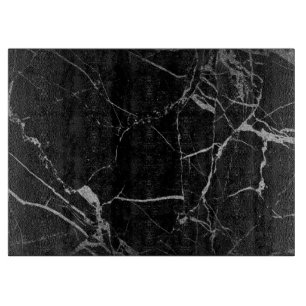 Tabla De Cortar Mármol venoso negro y plateado
