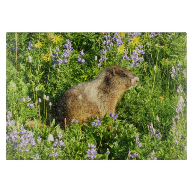 Tabla De Cortar Marmot en Mont Rainier Wildflowers (Anverso)